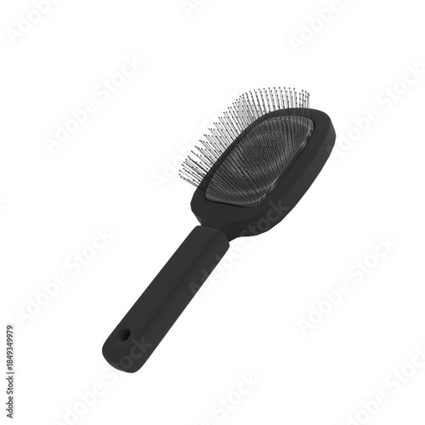 Obraz 3D Render Black Pet Grooming Brush on White background