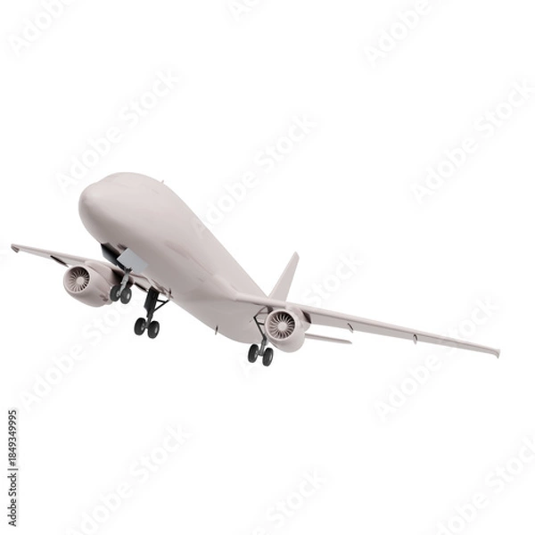 Obraz 3D Render White Airplane on White background
