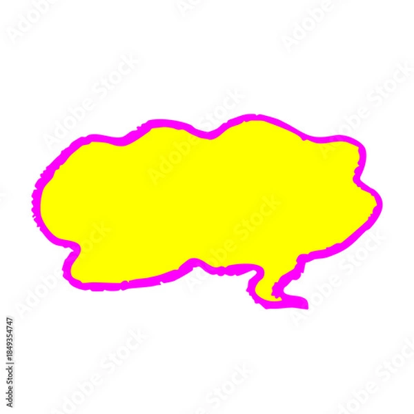 Fototapeta 蛍光カラーのクレヨン風手描き吹き出しイラスト　ガサガサ線が目立つコメント用フレーム素材