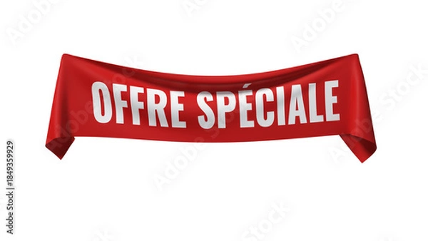 Obraz Bannière rouge promotionnelle avec texte OFFRE SPÉCIALE isolée sur fond transparent
