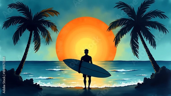 Obraz Beach Sunset illustration