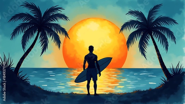 Obraz Beach Sunset illustration