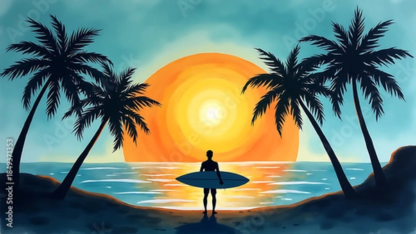 Obraz Beach Sunset illustration