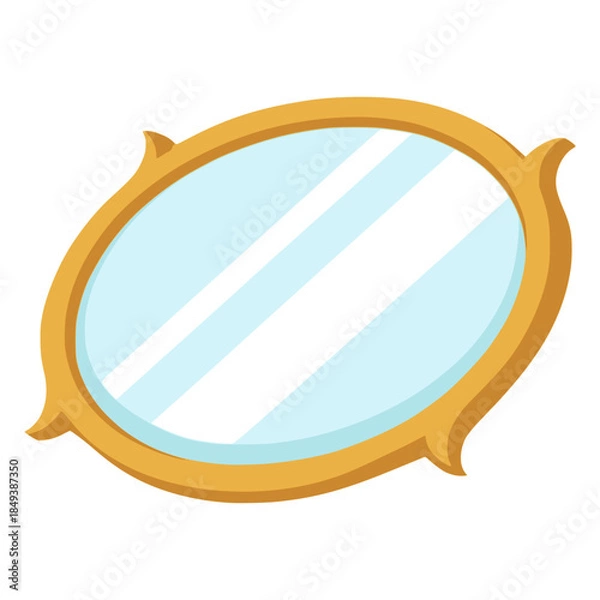 Obraz oval wall mirror decorative flat color vector illustration template design