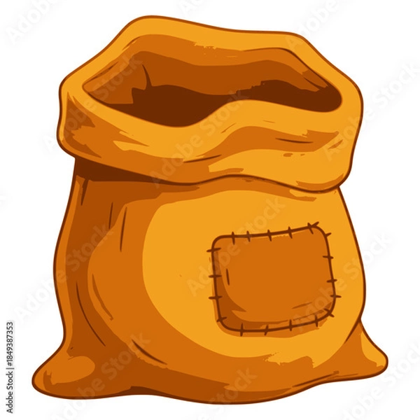 Obraz empty old brown sack flat color vector illustration template design