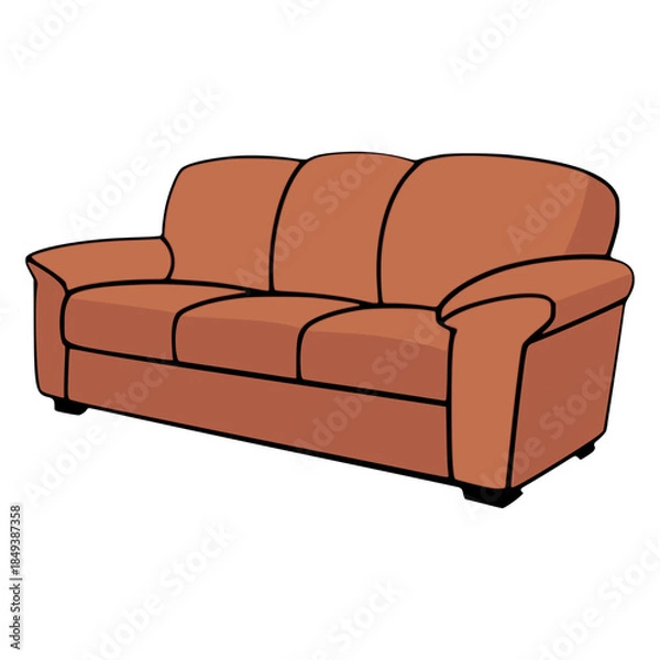 Obraz comfortable leather couch durable stylish flat color vector illustration template design