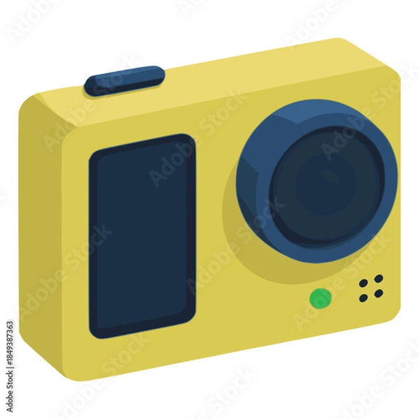 Obraz action camera video extreme sport adventure flat color vector illustration template design