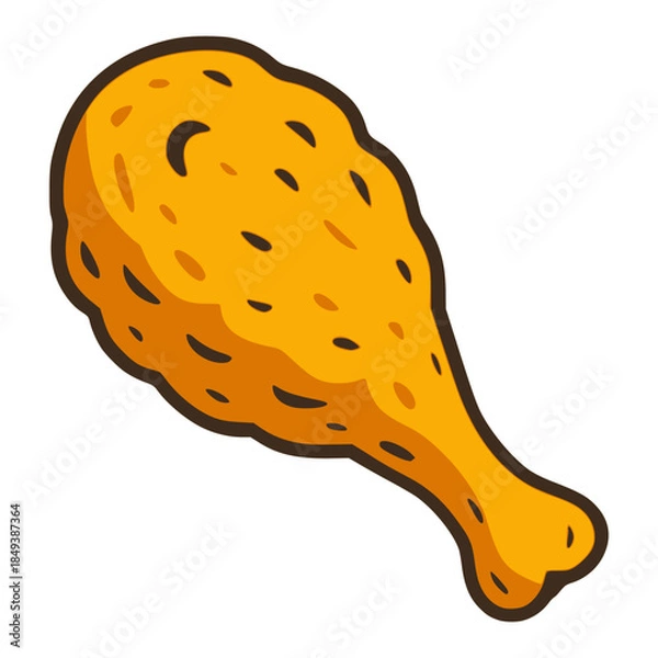 Obraz Cartoon crispy fried chicken food flat color vector illustration template design