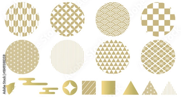 Obraz 日本の伝統文様のイラストセット　和柄　Japanese traditional pattern