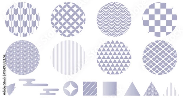 Obraz 日本の伝統文様のイラストセット　和柄　Japanese traditional pattern