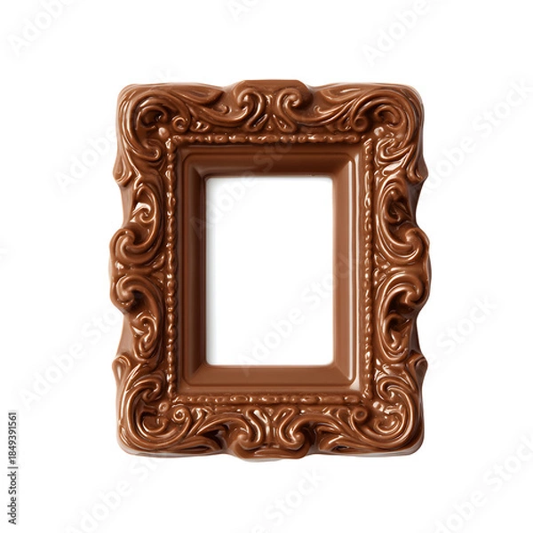 Obraz Chocolate brown ornate picture frame  isolated on a transparent background
