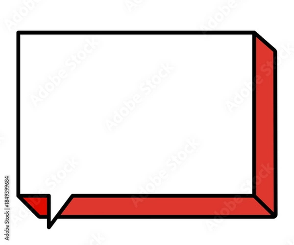 Obraz 立体的でポップな横長の四角い吹き出しイラストアイコン