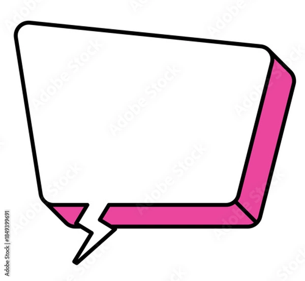 Fototapeta 台形のポップで立体的なふきだしイラストアイコン