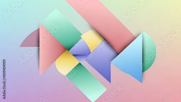 Fototapeta Abstract Geometric Shapes with Pastel Gradient Background, Modern Design Elements, Creative Composition