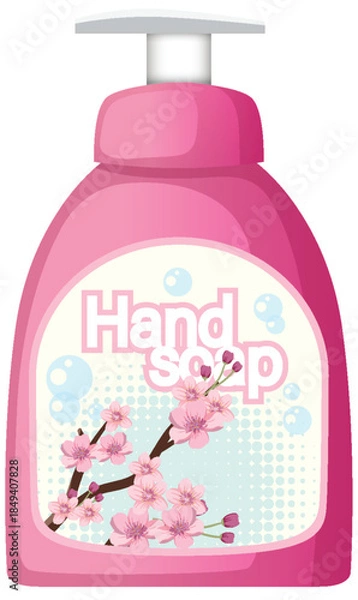 Obraz Pink Liquid Hand Soap Bottle with Cherry Blossom Design