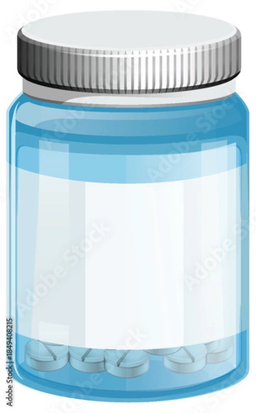 Obraz Clear Plastic Medicine Bottle With White Tablets