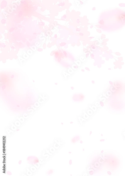 Fototapeta 淡くぼやけた幻想的な桜の縦向きイラスト