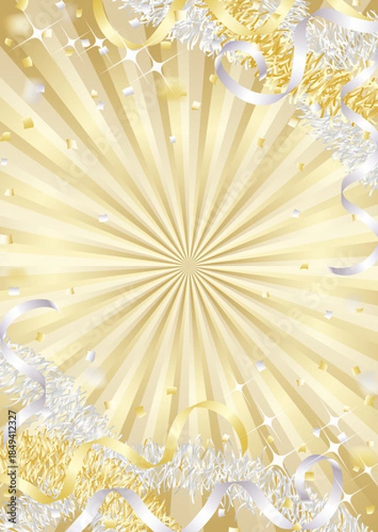 Obraz 金銀のテープが飛ぶキラキラした縦向き背景イラスト