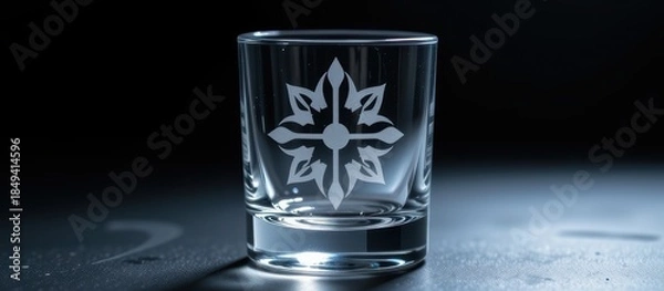 Obraz Elegant glass with intricate engraving on a dark surface.