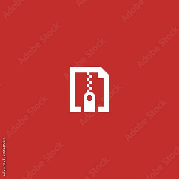 Obraz Zipped folder icon flat vector design