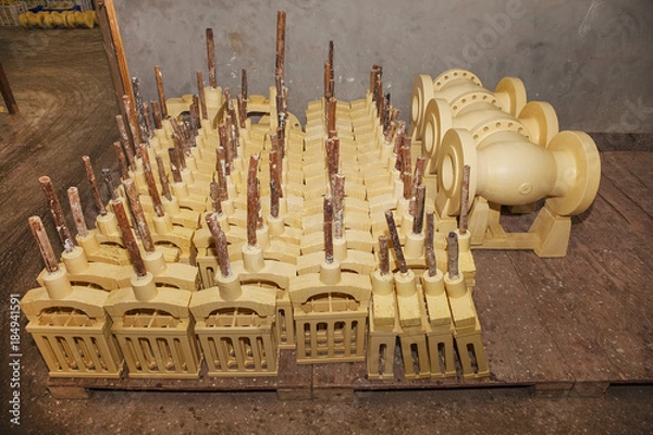 Obraz Lost-wax casting, wax pattern prepared for covering by sand ceramic