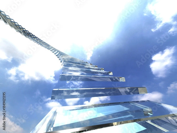 Obraz 天国に続くガラスの螺旋階段イメージ　3Dイラストレーション