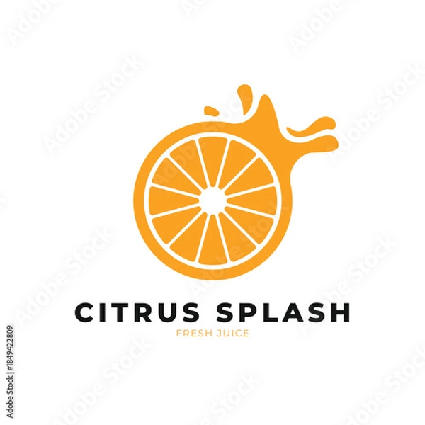Fototapeta orange fruit citrus splash logo design creative idea