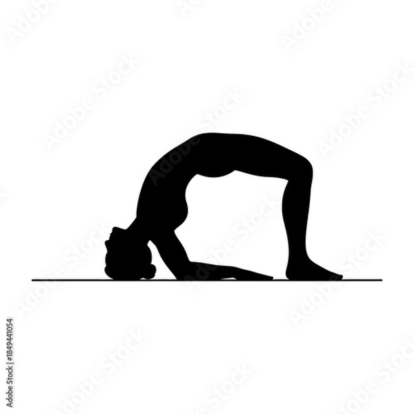 Obraz Camel yoga backbend pose silhouette vector illustration