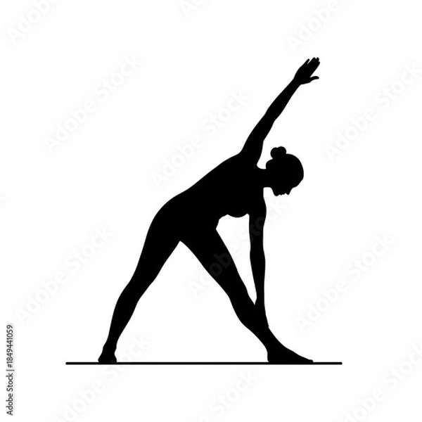 Obraz Balancing warrior three yoga pose silhouette vector illustration
