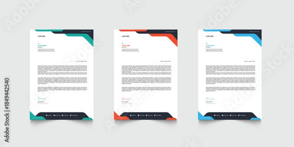 Obraz Business letterhead design template. Creative modern letter head design template for your project. letterhead, letter head, Business letterhead design.