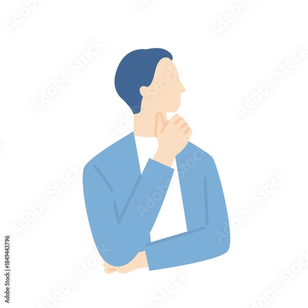 Fototapeta 考えるオフィスカジュアルな服装の男性