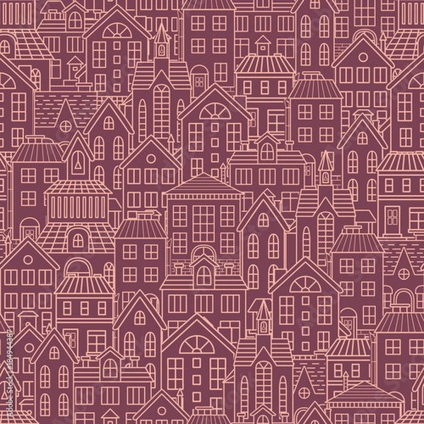 Fototapeta Houses seamless pattern