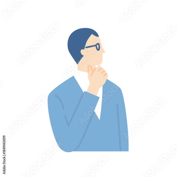 Fototapeta 考えるメガネをかけた男性