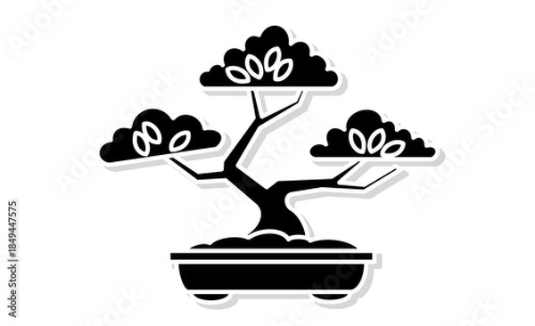 Obraz 園芸趣味を表す盆栽アイコンイラスト