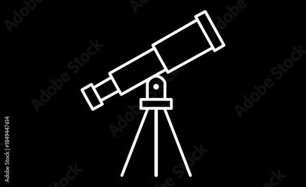 Obraz 趣味の天体観測：望遠鏡のシンプルなアイコンイラスト