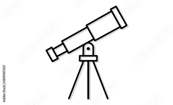Fototapeta 趣味の天体観測：望遠鏡のシンプルなアイコンイラスト