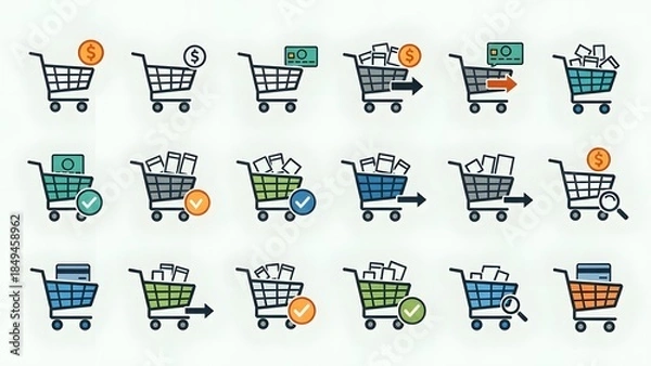 Obraz shopping cart icon set