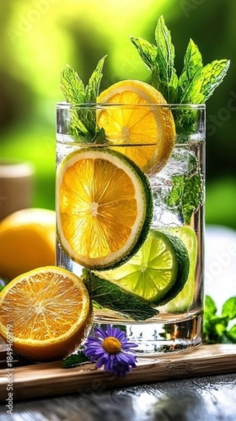 Obraz Refreshing Lemon, Lime, and Mint Detox Water