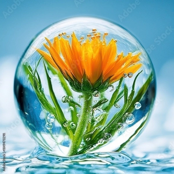 Obraz Vibrant Bloom in Water Sphere