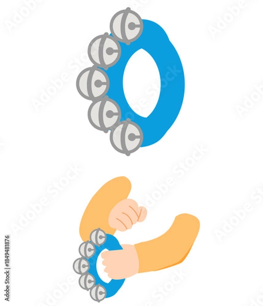 Obraz 打楽器リングベルと演奏している手のベクターイラスト