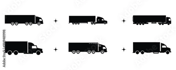 Obraz Truck Lorry silhouette set