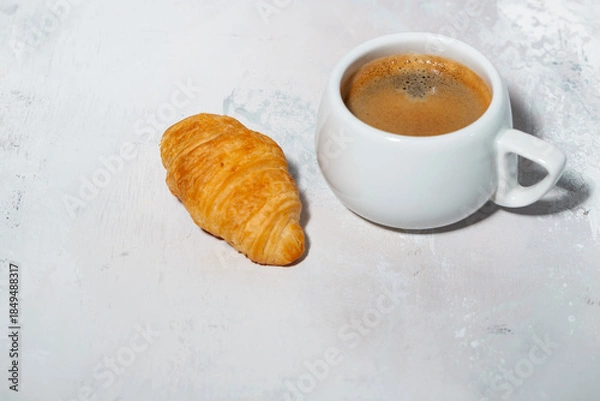 Obraz espresso and fresh croissant