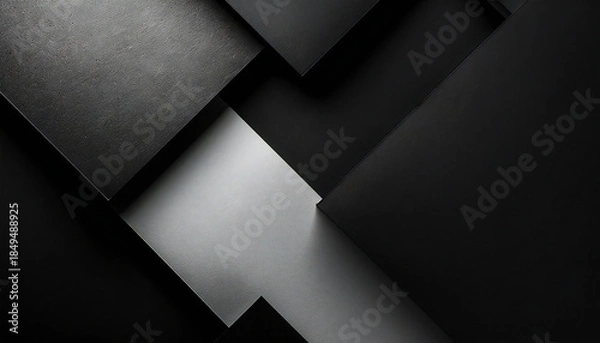 Obraz モノトーンの立体幾何学ブロック。白と黒のモダン抽象背景。