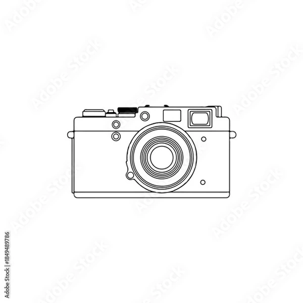 Fototapeta Retro camera line art illustration isolated on transparent background
