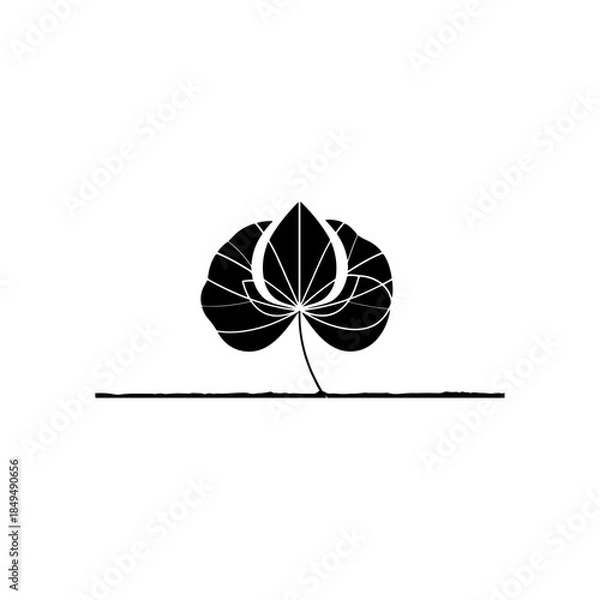 Fototapeta Stylized leaf silhouette isolated on transparent background