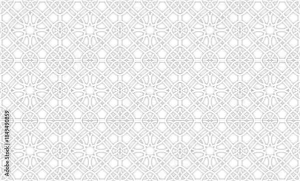 Obraz Arabesque Pattern with Grunge Gray Background, Illustration
