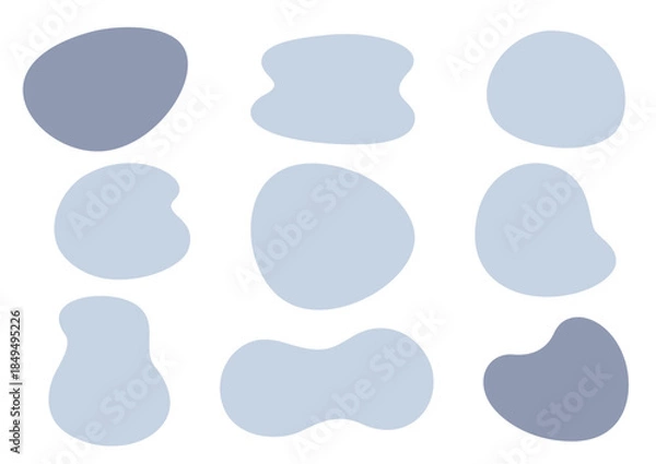 Obraz 柔らかな曲線で描いた不定形シェイプの背景パーツセット/レイアウトに使える抽象図形素材