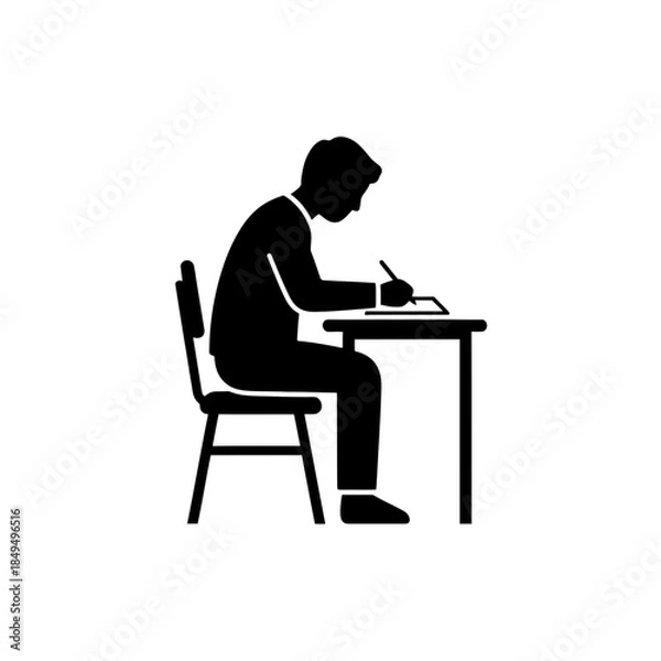 Fototapeta Student walking with books silhouette vector illustration