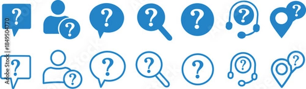 Obraz question mark icon button, Comment question icon illustration symbol , Simple thin line logo  design, vector concept,
