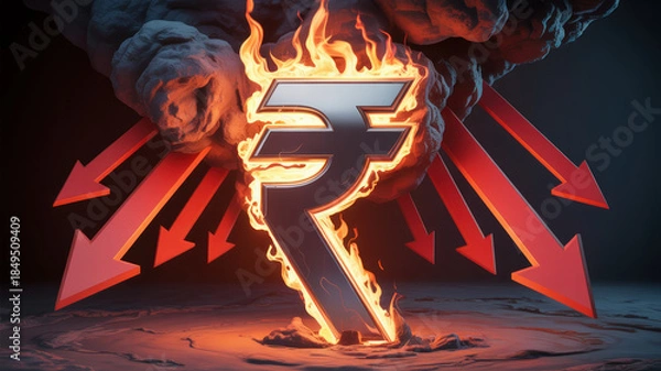 Obraz Falling Indian rupee concept